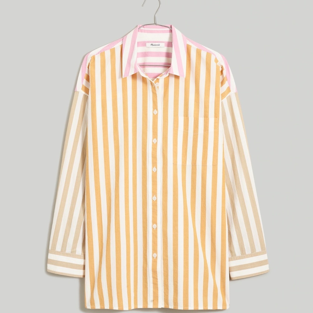 Madewell Signature Poplin Shirt in Mixed Stripe. Runs large!